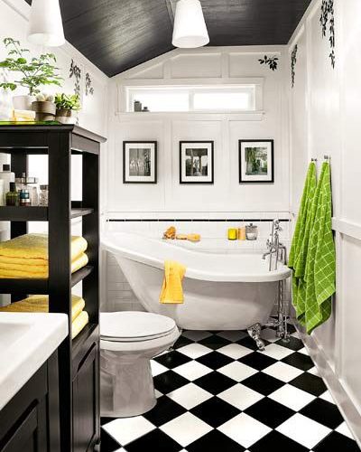 BLACK AND WHITE BATHROOM DECORATION IDEAS