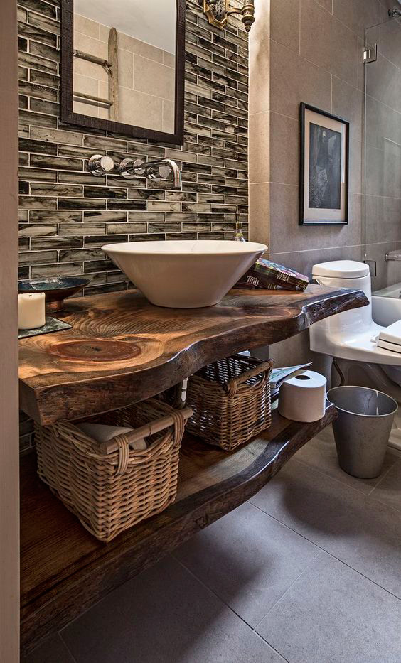 Bathroom Decoration With Wooden Countertops Cosmicdecor