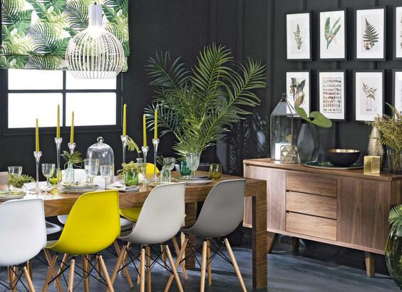 YELLOW-GRAY TREND IN DINING ROOM